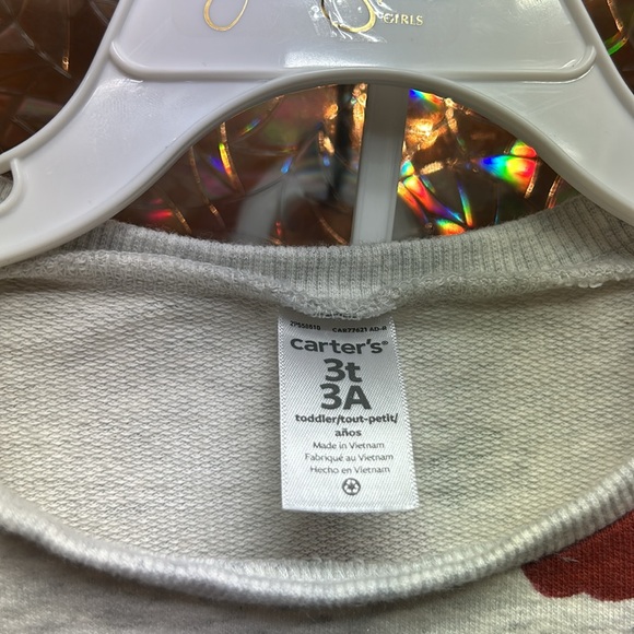 Girls Carter’s 3A Sweatsuit Loungewear Pajamas Twin Set Apple Print Comfy Kids - Picture 6 of 6